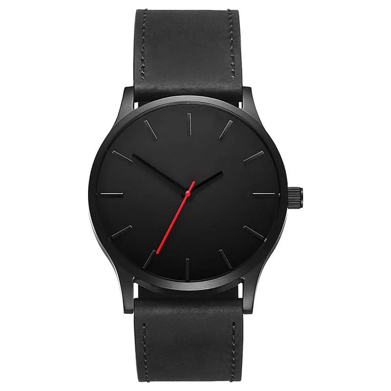 Топ бренд Роскошные мужские часы модные мужские часы для мужчин военные часы мужские спортивные часы кожаные повседневные часы - Цвет: black