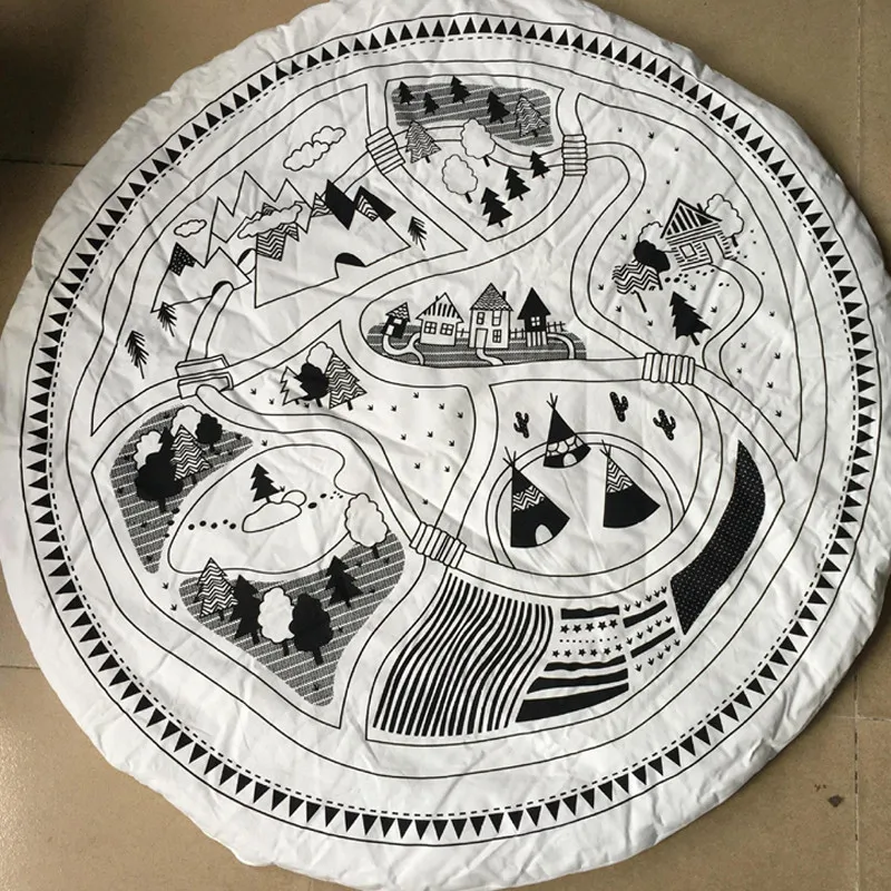 105CM Baby Play Mats Rugs Mat Carpet Kids Room Soft Cotton Children Crawling Round Floor Rug 5