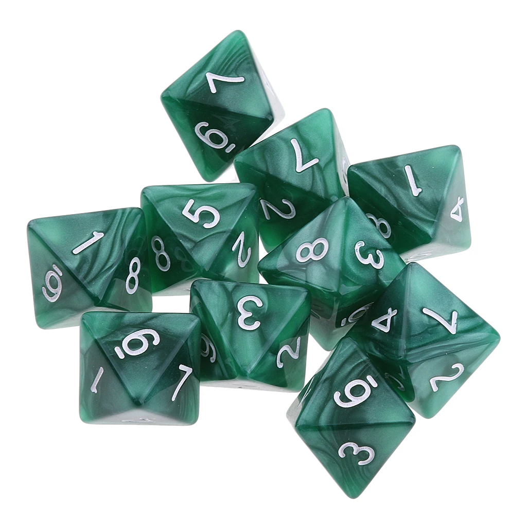 10pieces 8 Sided Dice D8 Polyhedral Dice for DND Party Table Board Games Dice Set