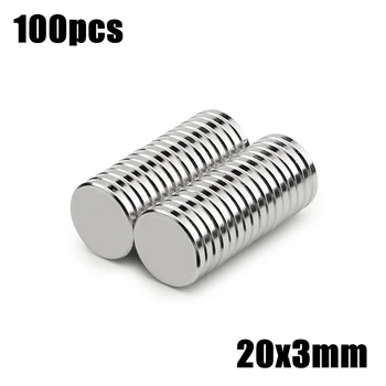 

100pcs 20x3mm Super Powerful Strong Bulk Small Round NdFeB Neodymium Disc Magnets Dia 20mm x 3mm N35 Rare Earth NdFeB Magnet