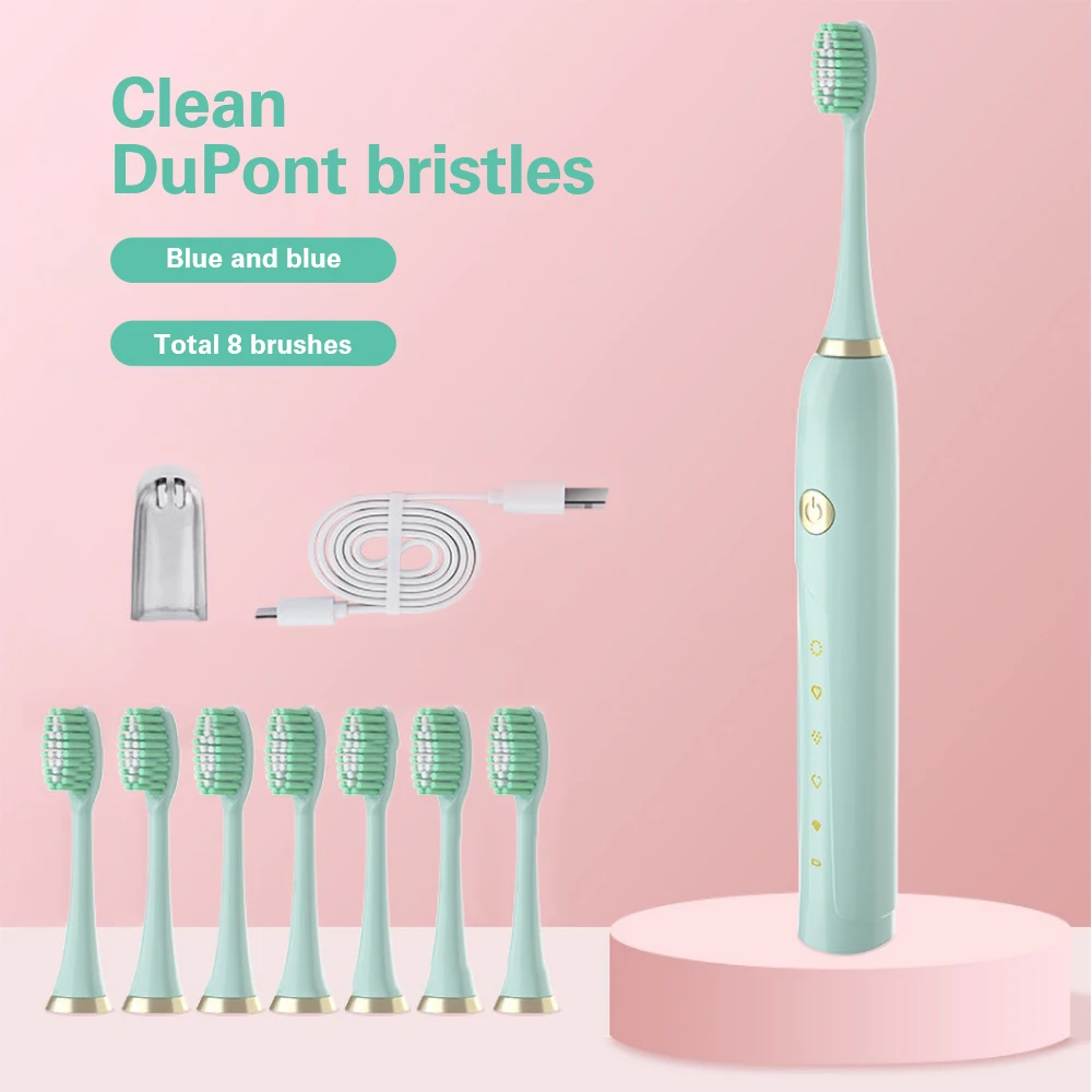 

Best Sonic Electric Toothbrush USB Rechargeable For Adult Timer Ultrasonic Electronic Toothbrush Replacement Brush Teeth Heads