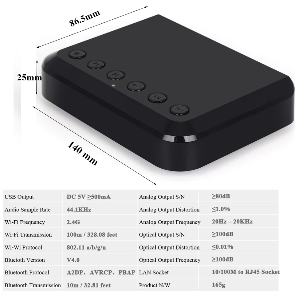 WR320 Беспроводной Wi-Fi аудио приемник для Airplay Spotify DLNA NAS мультирум звуковой поток адаптер Bluetooth Музыка Аудио адаптер
