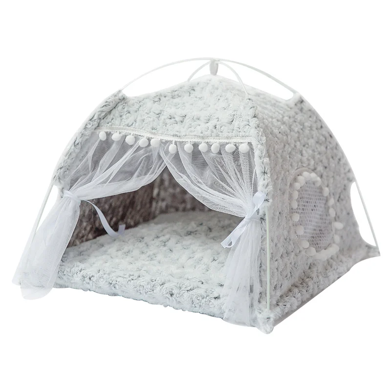 Sweet Princess Cat Bed Foldable Small Cats Tent House Kitten Dog Basket Beds Cute Cat Houses Home Cushion Pet Kennel Products