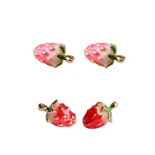 Женские эмалированные милые Клубничные серьги-гвоздики для женщин и девочек, мини-серьги-гвоздики в Корейском стиле, розовые, красные, Клубничные серьги-гвоздики