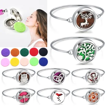 

10Pcs/lot Wholesale Aromatherapy Bracelet Essential Oil Diffuser Perfume Locket Bracelets 316L Stainless Steel Bracelet