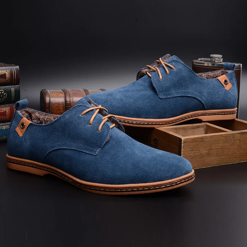 Мужская повседневная обувь; Сезон Зима; zapatillas hombre; мужские модные повседневные зимние оксфорды на шнуровке; кожаная обувь; Теплая обувь в деловом стиле
