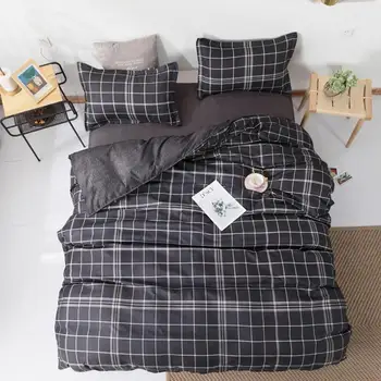 

Geometric Black Plaid Bedding Set Duvet Cover Bed King Queen Size Bed Set Pillowcase Comforter bedding Sets