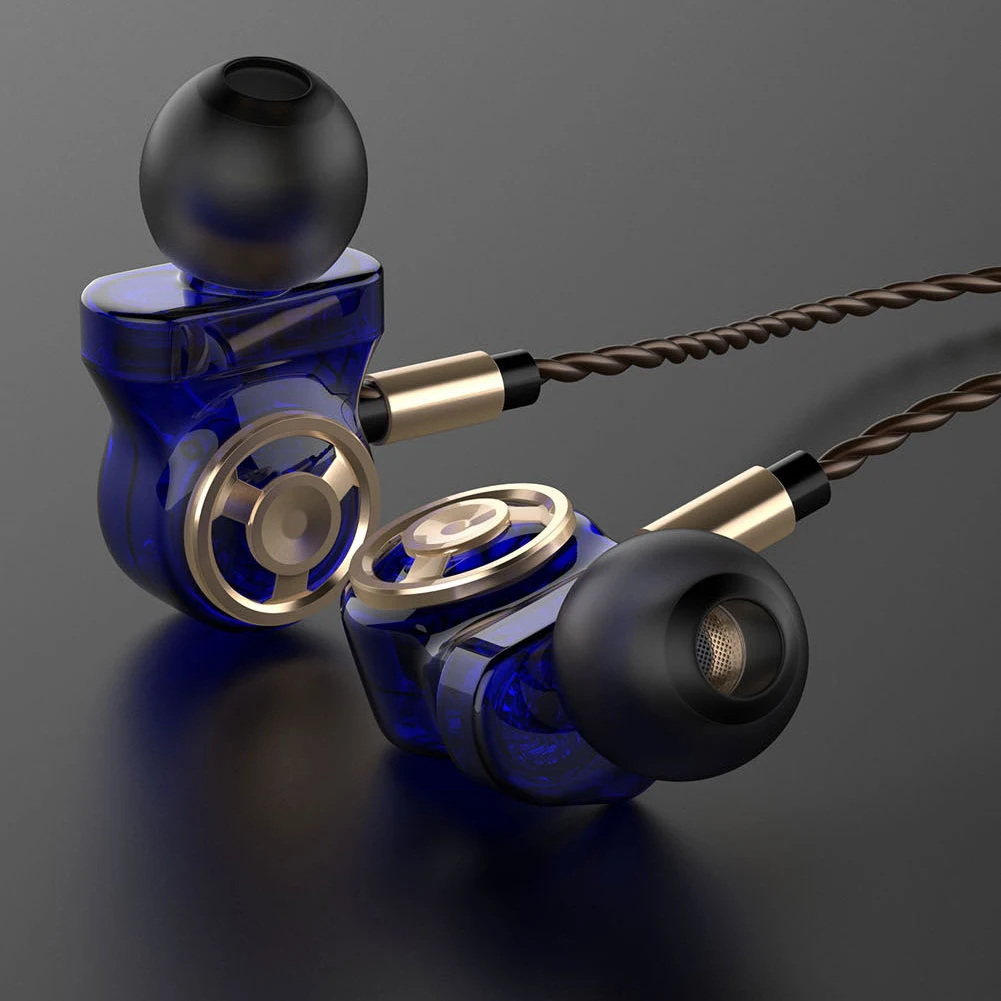 Для ПК проводные стерео музыкальные наушники Универсальные для бега HIFI спортивные наушники супер бас в уши Велоспорт мобильный телефон гибкий - Цвет: Синий