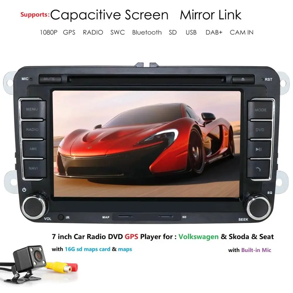 Hizpo 7 ''2 din Автомобильный dvd-радиоплеер gps навигации для VW Golf/6/Golf/5/Passat/b7/cc/b6/SEAT/Skoda Bluetooth FM стерео плеер