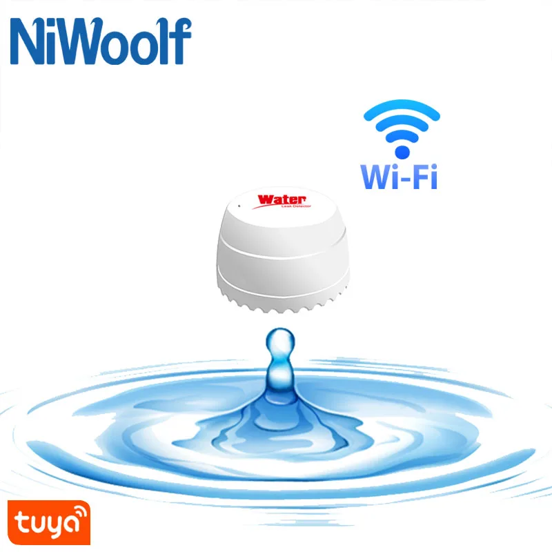 Tuya Smart Life-Sensor de fugas de agua con WiFi, alarma de casa, Detector de desbordamiento, Compatible con la aplicación Tuyasmart