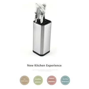

2020 Stainless Steel Kitchen Knife Stand Block Tool Holder Multifunctional 8 inch Knife Block Sooktops Tube Shelf Chromophous