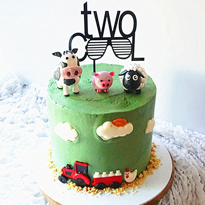 Bebe Douche Acrylique Deux Cool Joyeux Anniversaire Gateau Topper Mignon F1 Drapeaux Decoration De Gateaux Pour Enfants Fete D Anniversaire Gateau Decorations Aliexpress