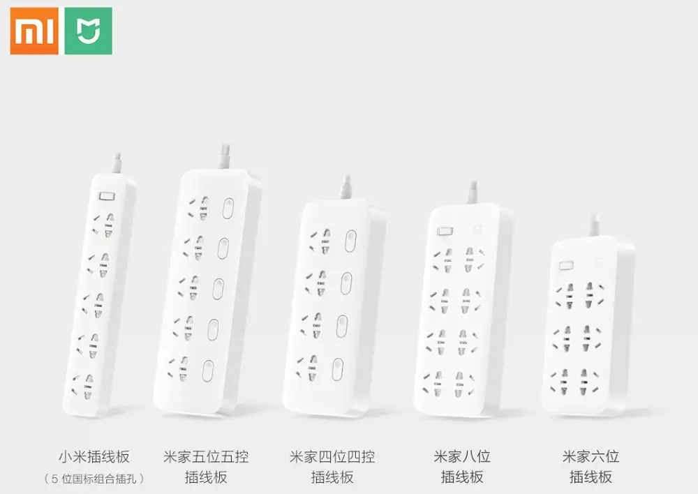 

Xiaomi Mijia no usb Power Strip 3 6 8 Ports Plug Socket Power on/off 2500W 10A 250v overload protection for office home mihome