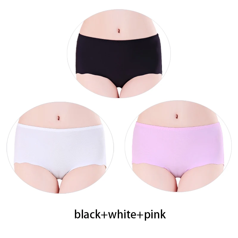 3Pcs Seamless Panties For Women Plus Size Underwear 2XL 3XL 4XL Women's Cotton Briefs Comfort Intimates Fashion Female12 Colors plus size panties Panties