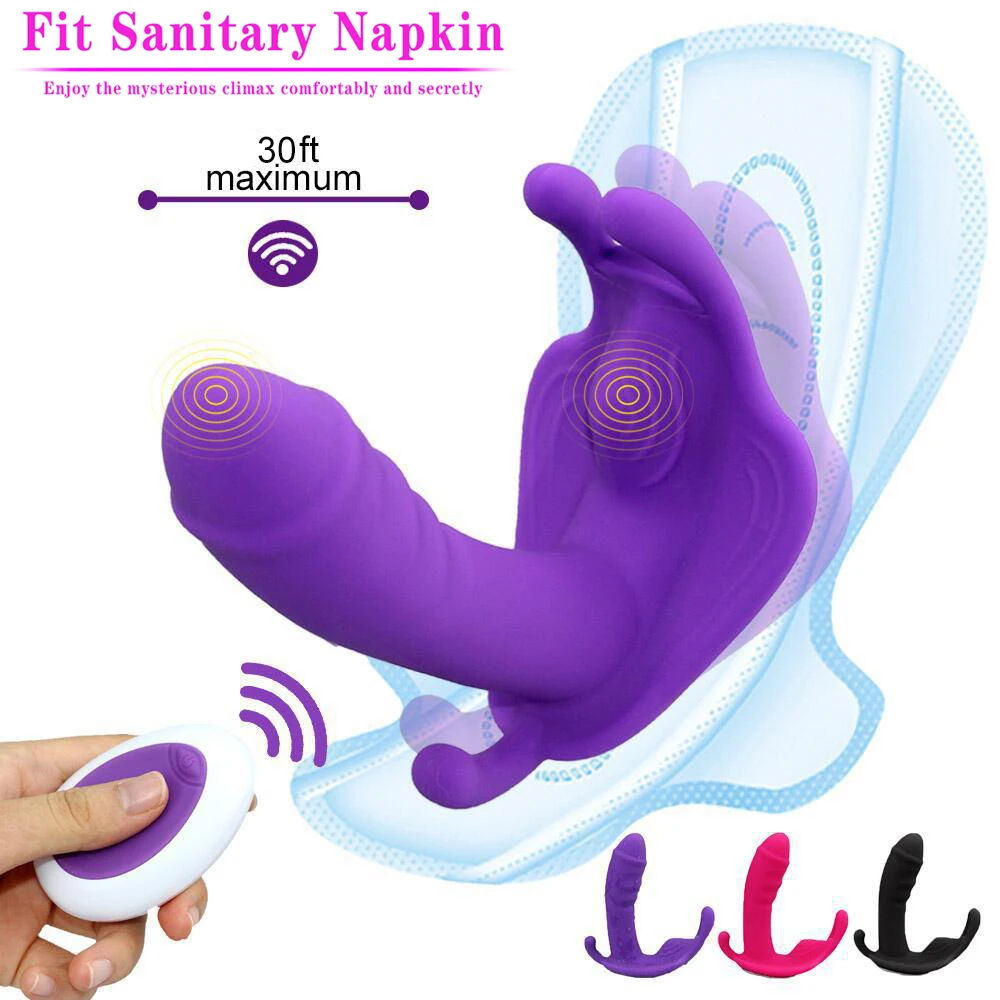 Wear Dildo Butterfly Vibrator Adult Sex Toy for Women Orgasm Masturbator G Spot Clit Stimulate Wireless Remote Panties Vibrators | Красота и
