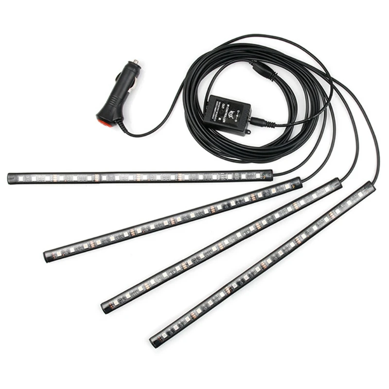 

4X 72LED RGB Car Interior Atmosphere Light Strip Bar Bluetooth APP Music Control Q39F