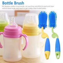 360 Вращение Bottlebrush кремния для молока, щетка для бутылочки для кормления для Чистки скребок для бокалов щетки для мытья Щетка для детской бутылочки