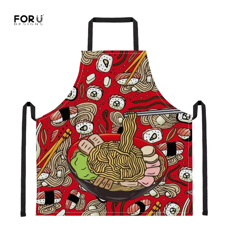 YY1710R FORUDESIGNS Pizza Printed Kitchen Aprons for Woman Oil-proof Chef Pinafore BBQ Party Cooking Baking Apron Home Cleaning Tools - Color: YY1710R