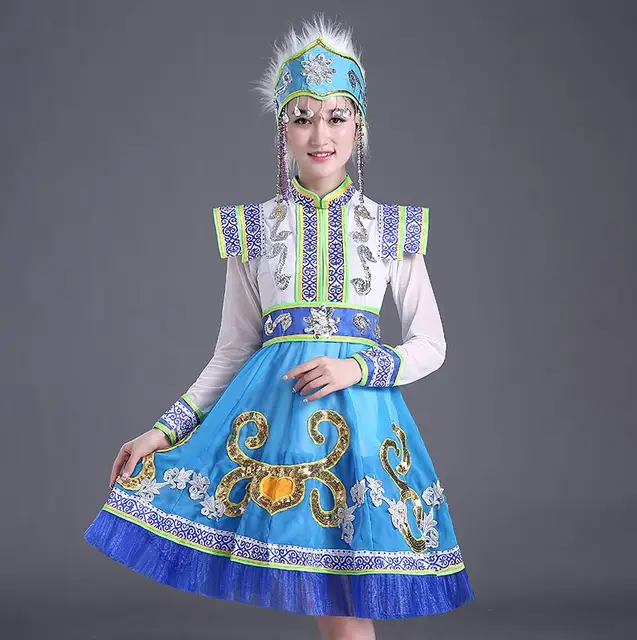 $US $68.82 Chinese traditional folk Adult Female Mongolian Dance short  thnic minority stage performance Mongolian headwear+robe  quality