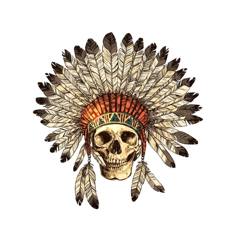 

Interesting Indiana Skull Headdress Car Sticker Motorcycle Decals Windshield Vinyl Cover Scratches Waterproof PVC 12cm X 12cm