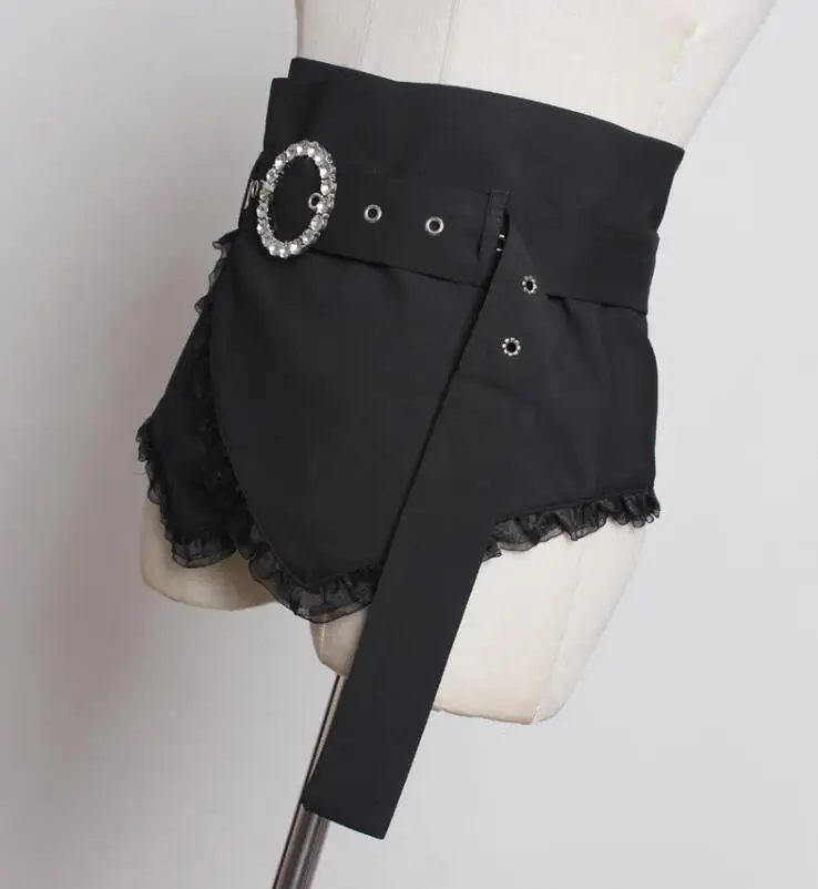 Женские Подиумные модные черные пояса женские платья Корсеты пояс с пряжкой украшения широкий пояс R1921