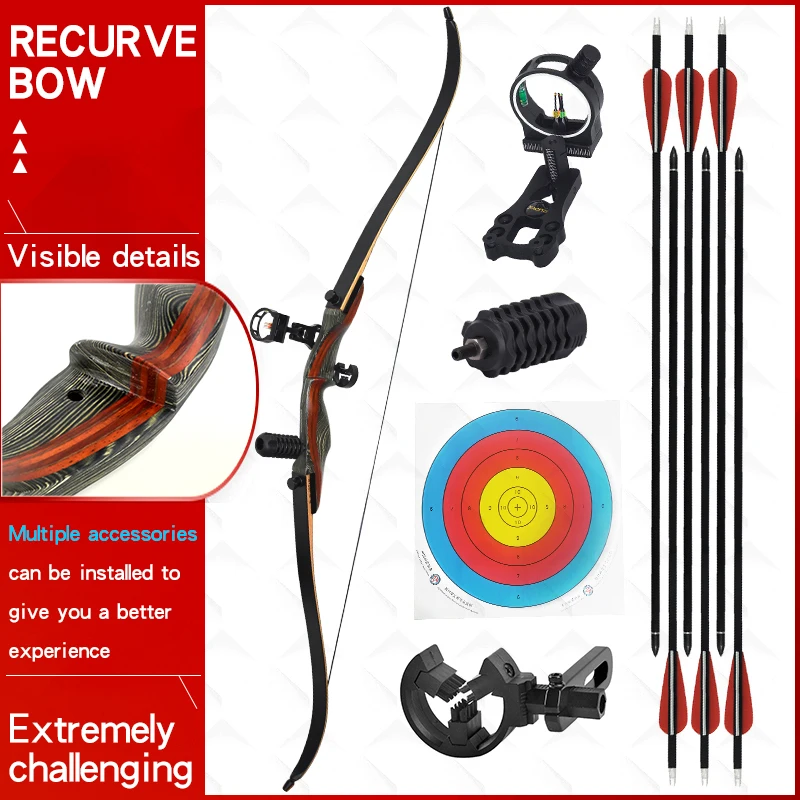 

30-50 lbs Recurve Bow Arrow Archery Bow Traditional Bow Outdoor Hunting Shooting Bow Professional Long Bow sports practice bows