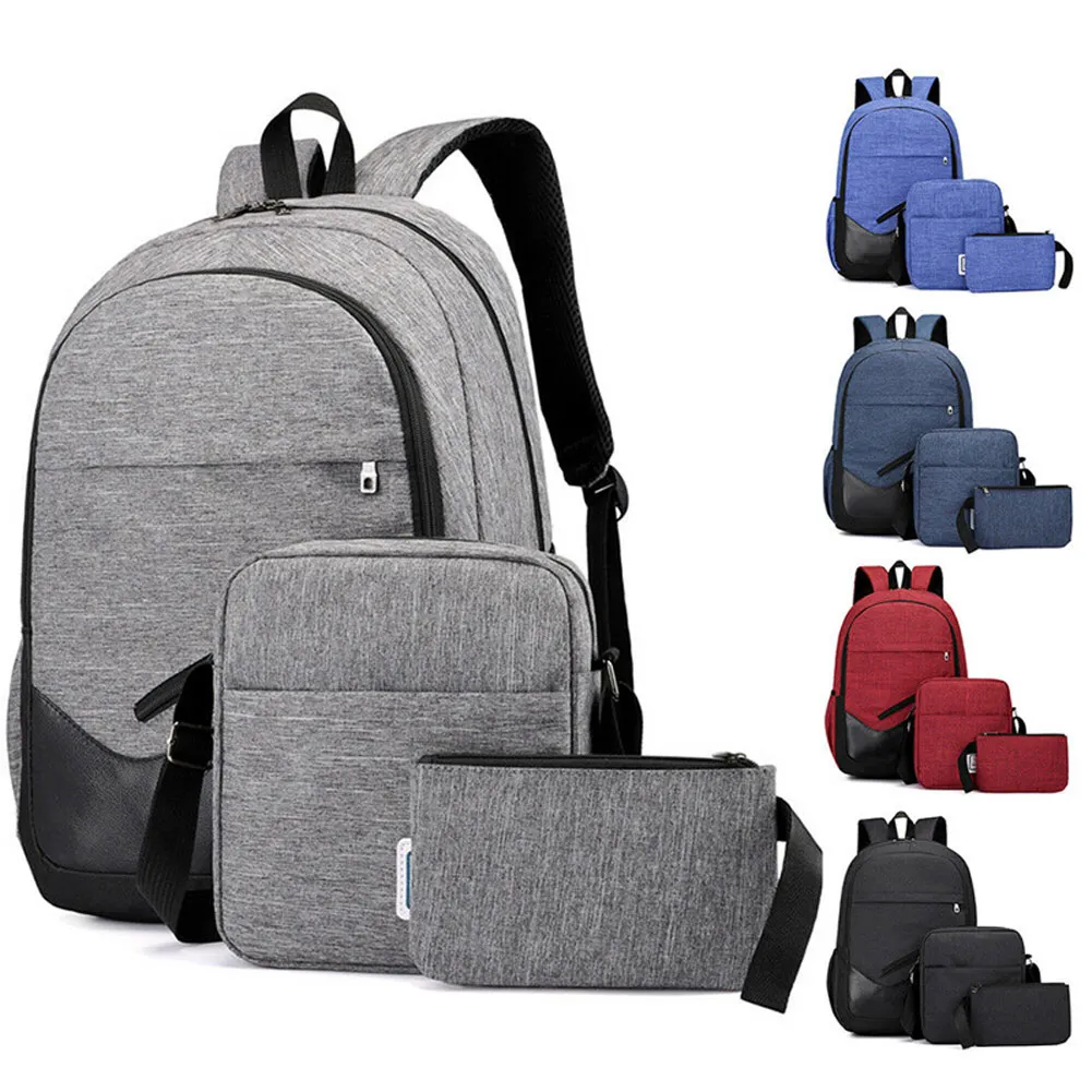 

3Pcs/Set Unisex Backpack School Shoulder Bag Oxford Cloth Travel Bookbags Kit New