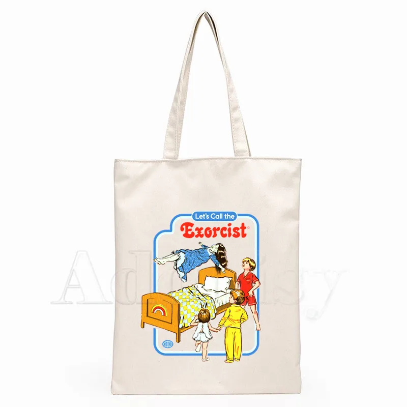 

Satan Scary Evil Demon Death Alien Grim Reaper Tote Bag Unisex Canvas Bags Shopping Bags Printed Casual Shoulder Bag Foldable