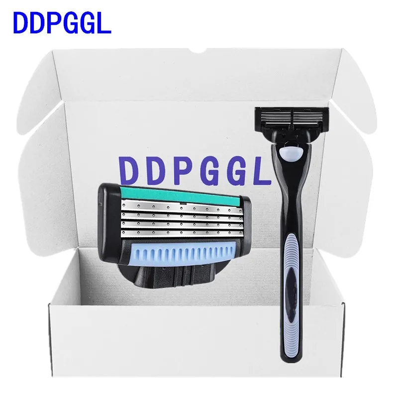 

DDDPGGL 1pcs holder 2pcs blades Men 4 Layers Shaver Razor Blades Manual Hair Remover High Quality Shaving Razor Cartridge