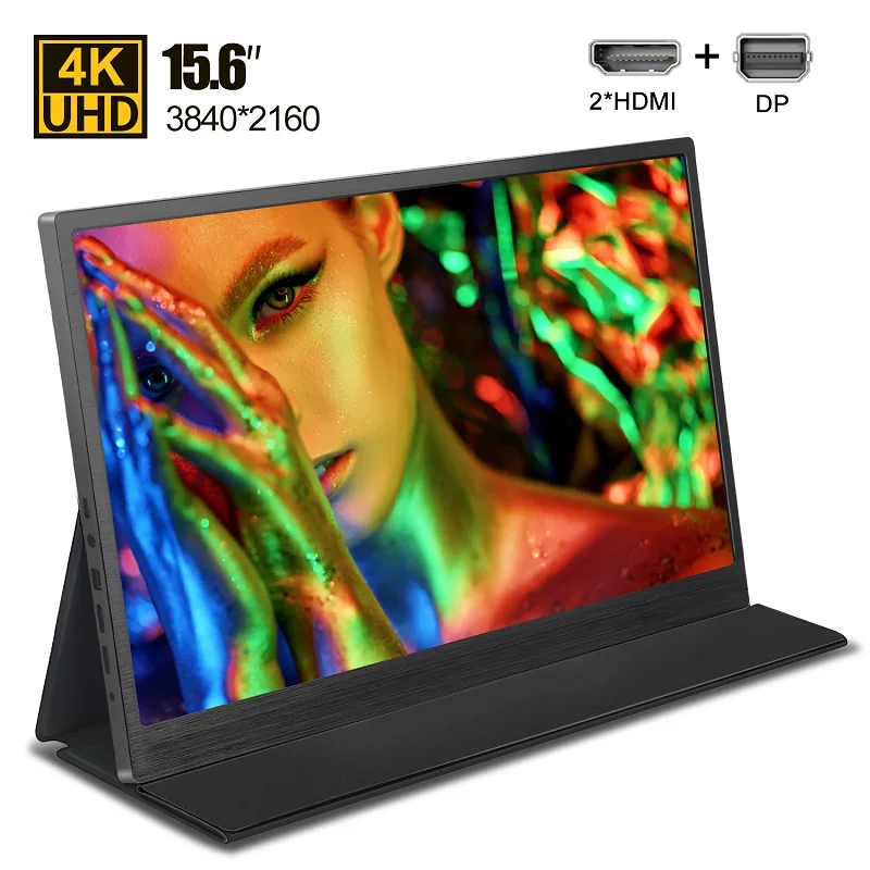 

UHD portable monitor 15.6 4K IPS screen HDMI DP for laptop Ps4 Xbox raspberry pi camera TV box gaming monitor PC phone with case