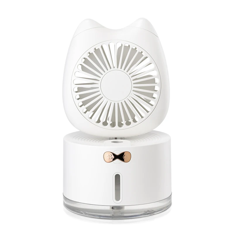 

Cat Usb Mini Humidifying Fan Colorful Light Office Three in One Multifunctional Desktop Fan