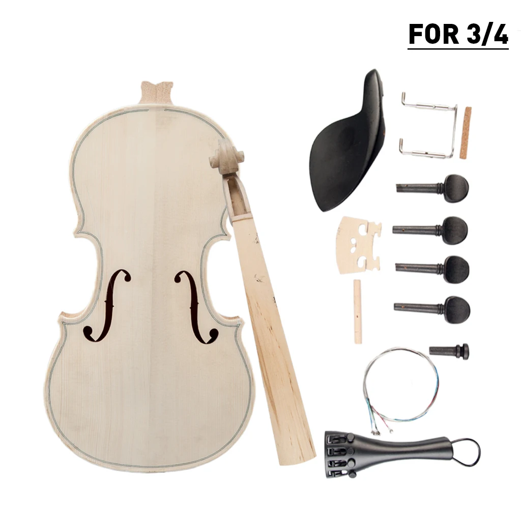 Violino Fai Da Te 3/4 Violino Kit Fai Da Te Violino Acustico In Legno Massello Naturale Kit Violino Top In Abete Acero Tastiera Collo Posteriore Nuovo