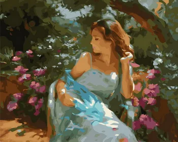 

Unframe diy oil picture oil paintings by numbers figure painting paint by number for home decor 4050cm Melancholy