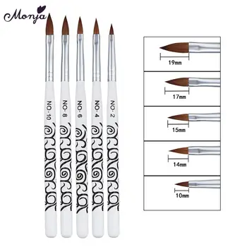 

Monja No.2/4/6/8/10 Kolinsky Nail Art Brush Acrylic Liquid Powder Builder Painting Flowers Carving Drawing Pen Manicure Tool