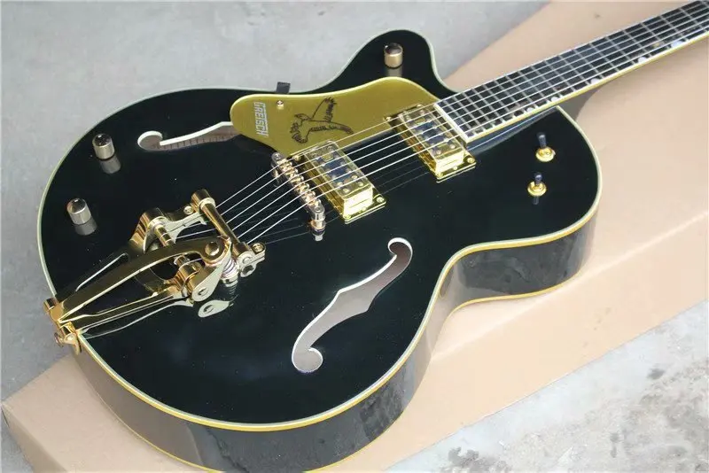 Джаз электрогитара с Bigsby черный цвет F отверстия полый корпус гитары высокое