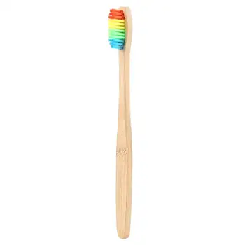 

1PC Colorful Head Bamboo Toothbrush Environment Wooden Rainbow Bamboo Toothbrush Oral Care Soft Bristle Wholesale