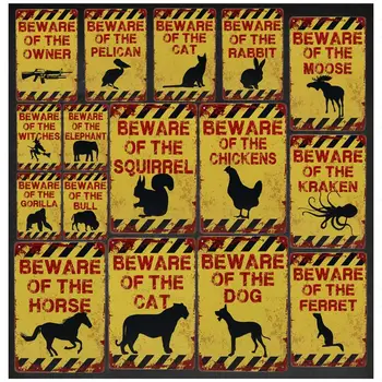 

Beware Of The Dog Cat Tintin Vintage Plaque Plates Bar Tin Sign Wall Decor Medal Painting Art Iron Poster Metal Sign Stickets