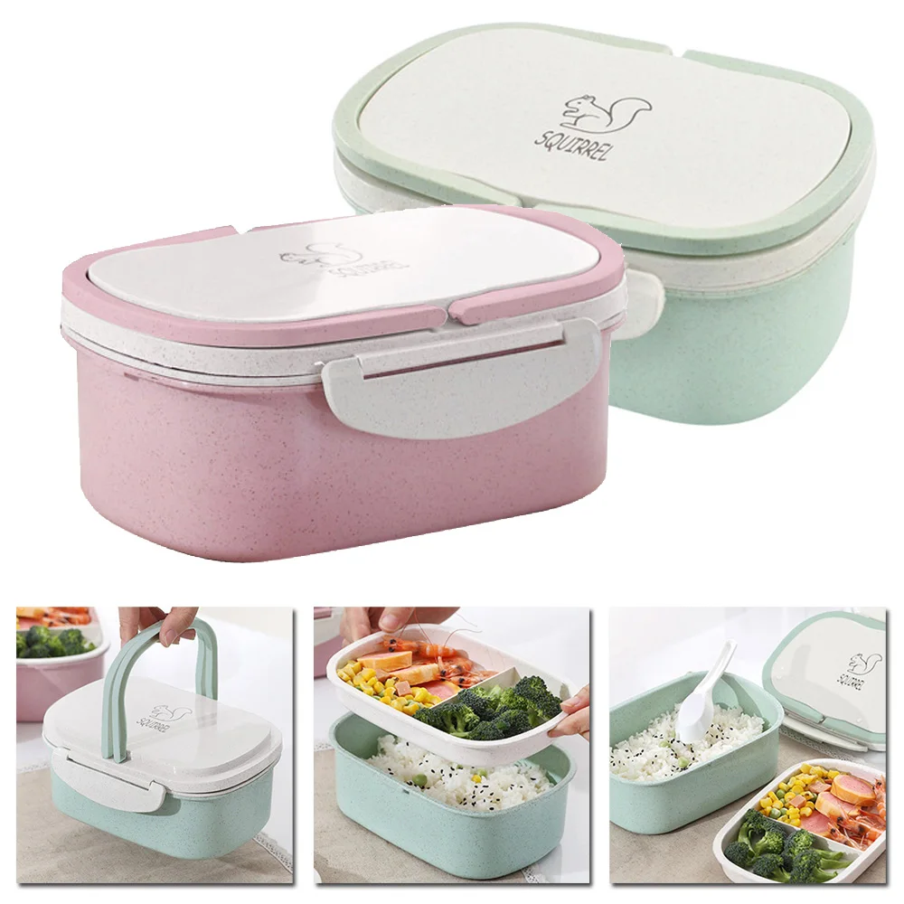 Двухслойный Ланч-бокс для пикника Bento Snack контейнер для хранения фруктов Портативный