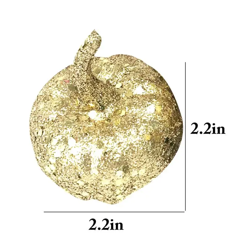 New 12pcs Glitter Golden Mini Artificial Pumpkins Foam Pumpkins Small Pumpkins Fake Foam Halloween Decorative Pumpkins