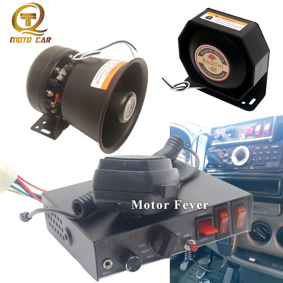 

Universal Car Horn Police Siren 12V 24v Warning Alarm 400W Loud Speaker Megaphone Sond 200W Siren Speaker MIC System Train Horn