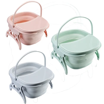 

Portable with Lid Folding Foot Wash Tub Sauna Massage Bucket Bathroom