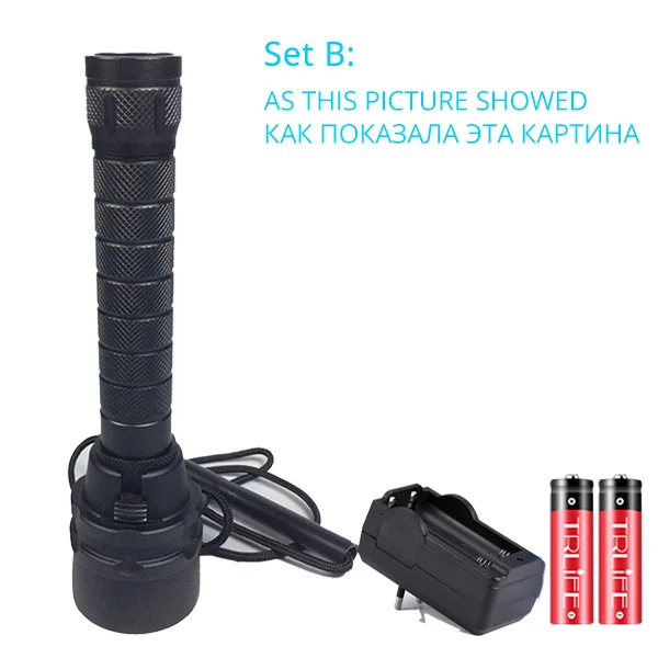 With Charger Battery LMS 200 профессиональный фонарь для дайвинга 5* L2 фонарь для подводного плавания м подводный водонепроницаемый тактический светодиодный фонарь - Испускаемый цвет: With Charger Battery