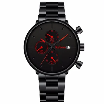

Men selected rosso 2019 men three eyes six needle calendar steel band watch doutin hot style quartz watch