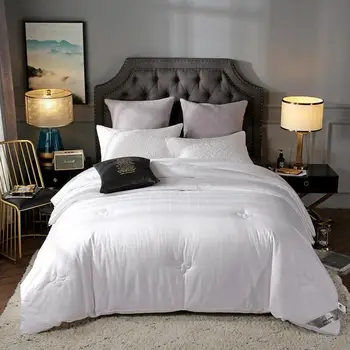 

Comforter Bedding - All Season White Grey Quilted Duvet Insert Breathable- Goose Down Alternative Comforter - Full/Queen size