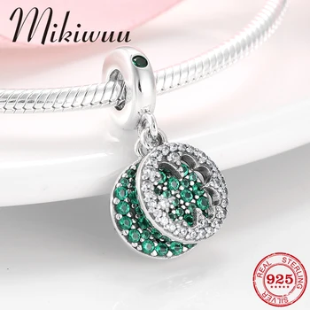 

Hot Sale 100% 925 Sterling Silver Anything is Possible green and Clear CZ clover Bead Fit Mikiwuu Charms Bracelet Bangle