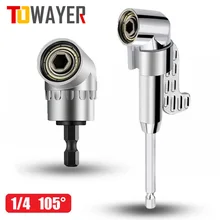 Towayer 105 ângulo chave de fenda conjunto soquete titular adaptador bits ajustáveis broca ângulo parafuso ferramenta motorista 1/4 hex hex hex bit soquete