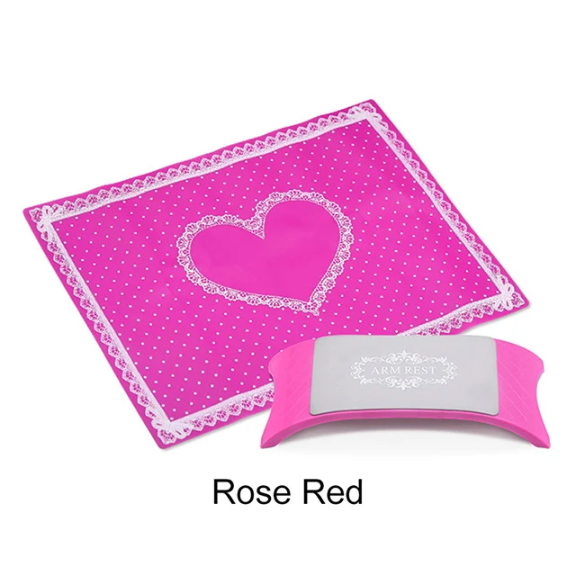 5 цветов, силиконовая подушка, подушка для запястья, набор для дизайна ногтей, подставка для рук, Маникюрный Стол, держатель для рук, коврик для рук, моющийся, складной инструмент - Цвет: Rose Red Set (2 Pcs)