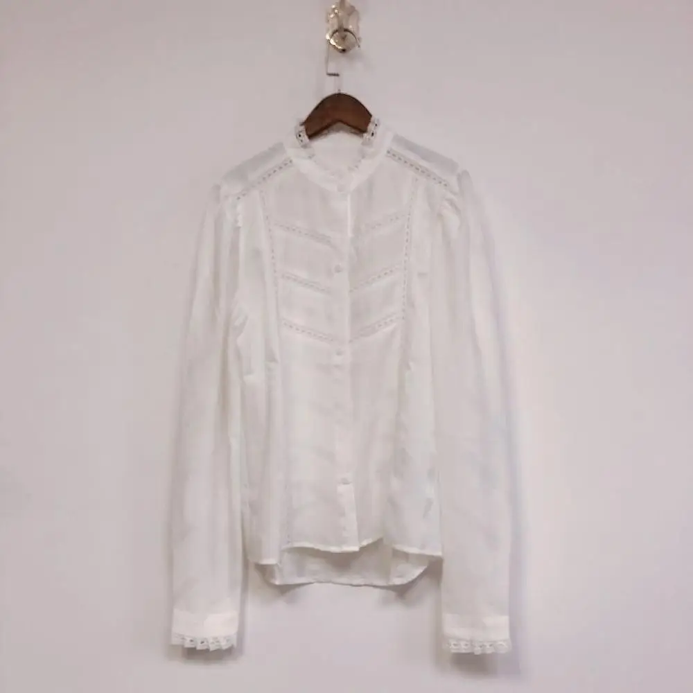 Women Lace Patchwork Blouse 2020 New Sweet Hollow