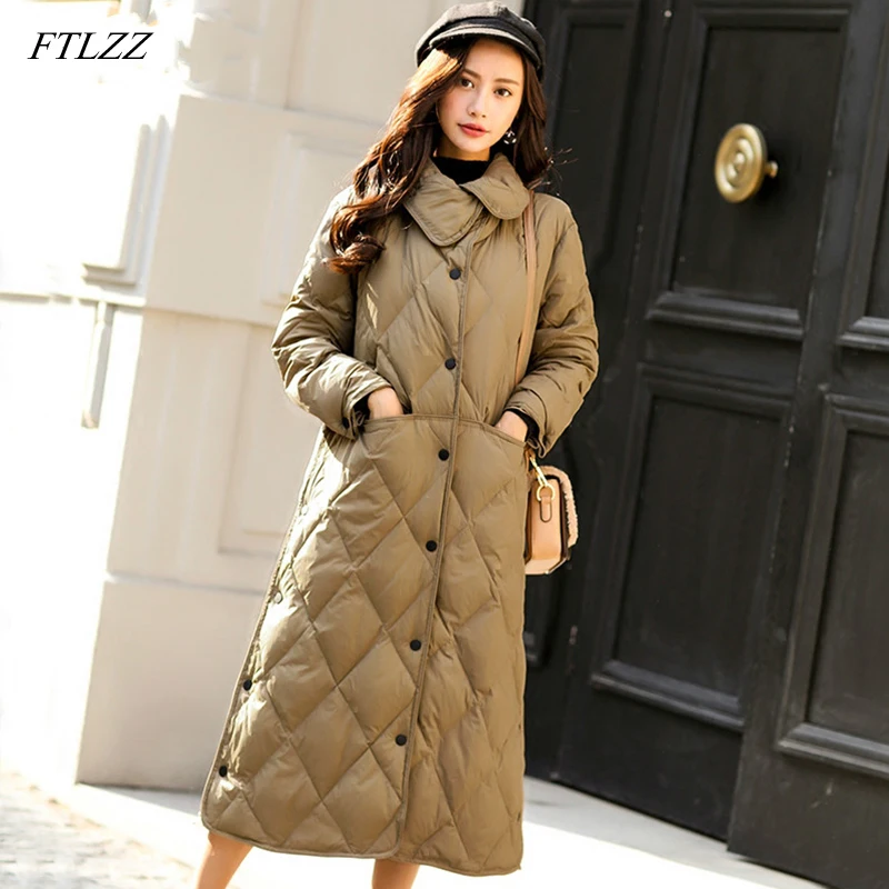 Зимний 90% ультра светильник белый пуховик на утином пуху женские однобортные