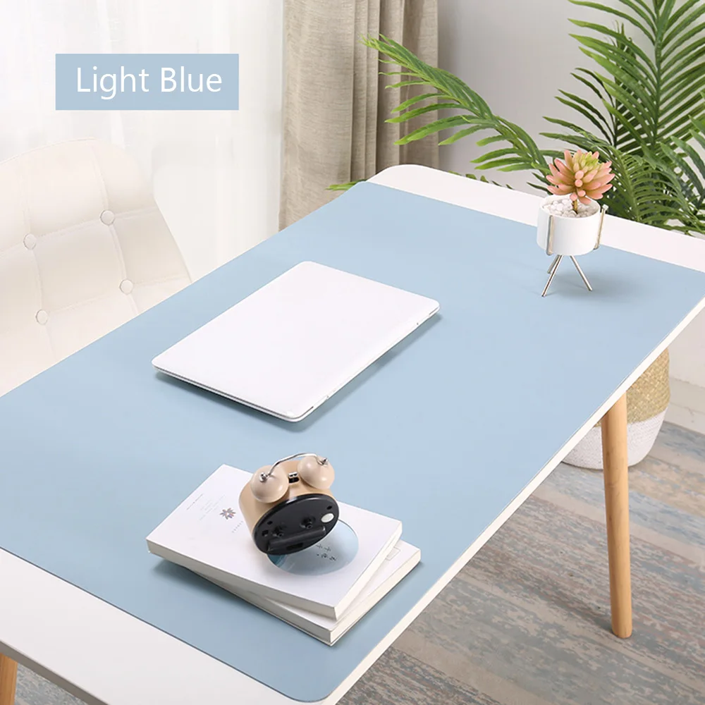 Light Blue 1 шт., большой коврик для мыши, 3 размера, Настольный коврик для компьютера, ПК, фиксирующий край, для офиса, игровой, геймерский, коврик для мыши, кожаный, большой Настольный коврик - Цвет: Light Blue